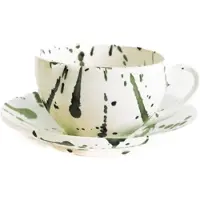 Val Pottery Foolish Cosy cappuccino kop en schotel groene spot