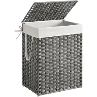 Hoppa! Wasmand - Grijs - Pp-Kunststof, Staal, Polyesterstof - 5 x 32 x 61 cm (B x D x H)