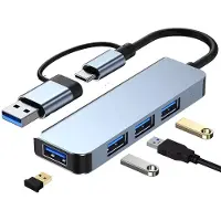 NÖRDIC USBC-HUB13 USB-C naar USB Hub - 4xUSB-A 3.0 - 5Gbps - Grijs