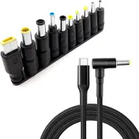 NÖRDIC USB-C naar DC-stroomkabel met 10 adapters - 1,8 meter - PD 100W - Universele laptoplader