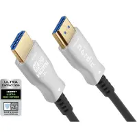 NÖRDIC HDMI 2.1 Glasvezelkabel - 10 meter - 8K 60Hz - AOC Optische kabel - 48Gbps - HDR, eARC, VRR compatibel - Zwart/Zilver