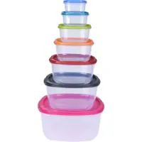 Storage solutions 7x Voorraadbakjes/bewaarbakjes verschillende formaten - Keukenbenodigdheden - Eten bewaren - Vershoudbakjes
