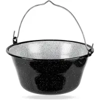 Orion - Hongaarse Emaille Kookpot - 7,5L - Ophangbaar - Zwart en Wit