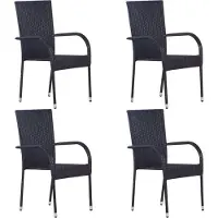 Syfax Tuinstoelen stapelbaar 4 st poly rattan zwart