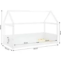 Homestyle4u Kinderbed - 90x200 cm - Wit - Huisbed - met lattenbodem