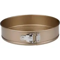 Alpina taarten bakvorm/springvorm - D28 x H7 cm - anti aanbak - goudkleurig - rond