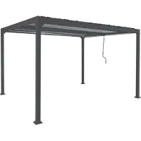 Mendler Aluminium pergola -L41, lamellen paviljoen terrasoverkapping, stevig 8cm metalen frame 3x3,7m ~ antraciet