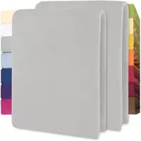 Lucina Hoeslaken Jersey Katoen Stretch 30cm Hoge Hoek Set van 2 - zilver grijs 90x200cm - 100x200cm