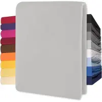 Lucina Topper Hoeslaken Jersey Katoen Stretch - zilver grijs 90x200cm - 100x200cm