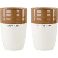 Zusss Set Van 2 Mokken Feeling Good - Cadeau Keramiek Wit / Bruin