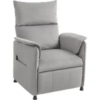 Merax Elektrische Relaxstoel Met Geheugenfunctie En Afstandsbediening – Verstelbare Voetensteun – Huisdiervriendelijke Fluweellook – Grijs – 80x83x104 cm