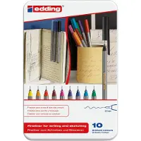 Edding 55 fineliner metalen doos van 10 assorti