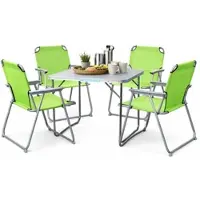 Mojawo Complete set van 5 campingmeubels, aluminium, afmetingen 80 cm (lengte) x 60 cm (breedte) x 68 cm (hoogte), kleur: lichtgroen