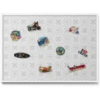 Tulup Magneetbord met Witte Frame - Grijs Magneetbord in Stijlvolle Kleuren - 100 cm x 70 cm - Regelmatig ornamentpatroon - Magnetisch Wandbord - Magnetisch Bord Kindvriendelijk - Memobord Magnetisch