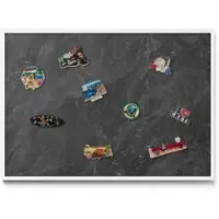 Tulup Magneetbord met Witte Frame - Grijs Magneetbord in Stijlvolle Kleuren - 100 cm x 70 cm - Donkere stenen structuur - Magnetisch Bord Muurbevestiging - Memobord voor Keuken - Magnetisch Wandbord