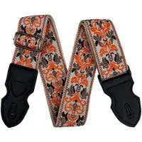 P&P Professionele Verstelbare Stevige Gitaarband - Guitar strap Band - Luxe Gitaarriem - Bas/Elektrische /Akoestische Gitaar -Oranje/Bruin/Beige