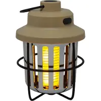 Eurotrail Muggenlamp Retro - Oplaadbare Insectenlamp - Campinglamp - Beige - Compact en Lichtgewicht - Warm Vlammend Lichteffect