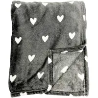 Textino - HARTJES - plaid 140x180 cm - met hartjes - Charcoal Gray - antraciet