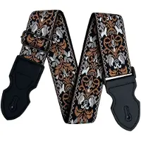 P&P - Professionele Verstelbare Stevige Gitaarband - Guitar strap Band - Luxe Gitaarriem - Bas/Elektrische /Akoestische/ Klassieke Gitaar - Geborduurd Bruin