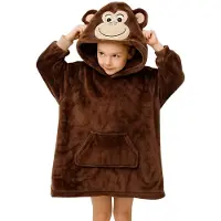 Textino - MONKEY - hoodie 45x60 cm - kinderen - maat 98-104 - aap - Partridge - bruin