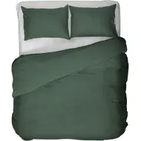 Kayori Elin Dekbedovertrek Katoensatijn - 240x200-220 cm +2 slopen - Lits-jumeaux - Donkergroen