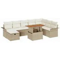 vidaXL Tuinbank Set 9 st Beige poly rattan