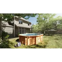 Gre Accessories Canelle 2 Oval Wooden Pool Liner Blauw 487 x 286 x 114 cm