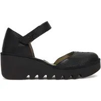 Fly london Dames Zwarte BISO305FLY Wedges Sandalen Espadrille Band Hakken
