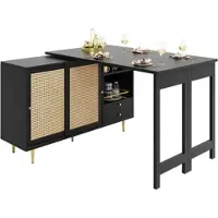 STILVORA Keukenwagen met lades, buffetkast voor keuken, eethoek, woonkamer en keuken, met remmen en verstelbare planken, zwart