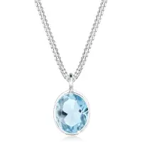 Elli - Halsketting - Dames Eenzaam Hanger Elegant met Topaas Lichtblauw in 925 sterling zilver - Dames