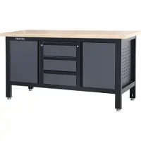 Feistos Werkbank Heros 2 inclusief geperforeerde wand - 169x60x87cm - Antraciet/zwart