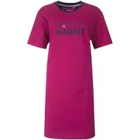 Irresistible Dames Nachthemd - In for the night Tekst - Fuchsia - Maat S