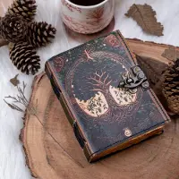 Rk Boutique Trukado - Keltische Levensboom Leren Notitieboek 18 x13cm - Leren Journal - Celtic Tree of Life - Handgemaakt