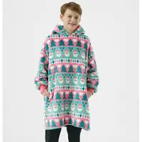Textino JOLLY-SANTA - hoodie 60x90 cm - tieners - hoodie deken kerst - Geranium Pink - roze