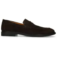 Manfield Donkerbruine suède loafers | Maat 43
