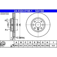 Ate Remschijf Power Disc 24.0324-0166.1, 1 Stuk