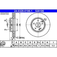 Ate Remschijf Power Disc 24.0328-0106.1, 1 Stuk