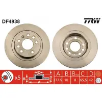 TRW Remschijf DF4938 achter, volledig, 1 Stuk