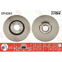 TRW Remschijf LUC DF4363 voorkant, geventileerd, sterk gecarboniseerd, 1 Stuk