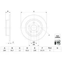 Bosch Remschijf 0 986 479 G71 achter, volledig, sterk gecarboniseerd, 1 Stuk