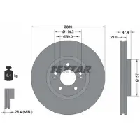 Textar Remschijf 92237805 voorkant, geventileerd, sterk gecarboniseerd, 1 Stuk