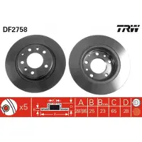 TRW Remschijf DF2758 voorkant, geventileerd, sterk gecarboniseerd, 1 Stuk