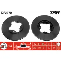 TRW Remschijf DF2679 voorkant, geventileerd, 1 Stuk