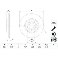 Bosch Remschijf 0 986 479 F03 voorkant, geventileerd, sterk gecarboniseerd, 1 Stuk