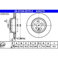 Ate Remschijf 24.0124-0219.2 achter, geventileerd, sterk gecarboniseerd, 1 Stuk