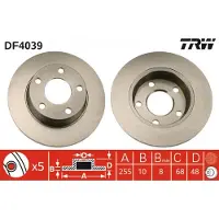 TRW Remschijf DF4039 achter, volledig, 1 Stuk