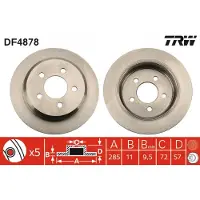 TRW Remschijf DF4878 achter, volledig, 1 Stuk