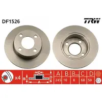 TRW Remschijf DF1526 achter, volledig, 1 Stuk