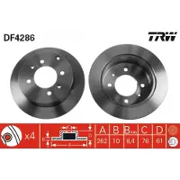 TRW Remschijf DF4286 achter, volledig, 1 Stuk
