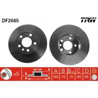 TRW Remschijf DF2665 voorkant, compleet, 1 Stuk